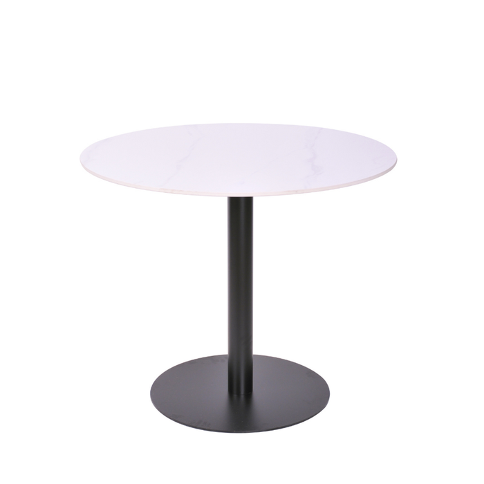 Raimon Furniture Ettore Ceramic Round Modern Kitchen Dining Table 90cm Metal Frame White Sevella