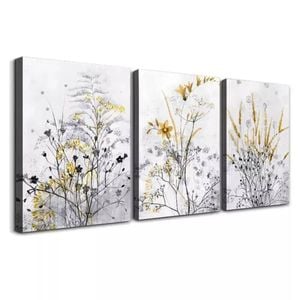 3 Set of Grey Wildflowers and Weeds  Print 100% Australian Made 3 x 40x60cm  (Stretched)