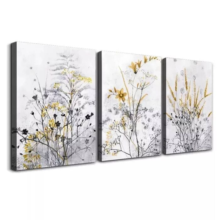 3 Set of Grey Wildflowers and Weeds  Print 100% Australian Made 3 x 40x60cm  (Stretched)