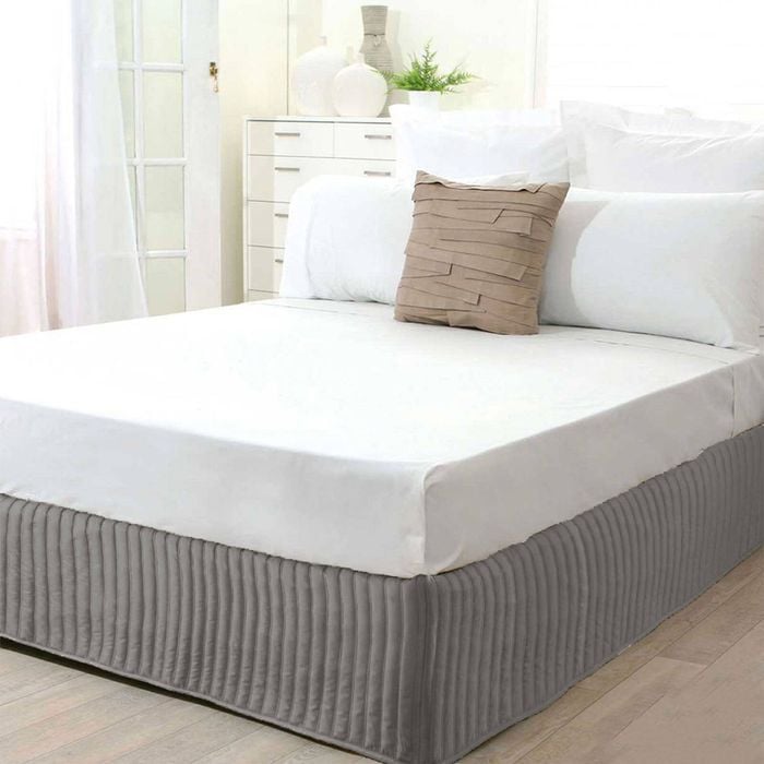 300TC Cotton Quilted Valance 33cm Wall Silver Single