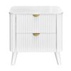 Milo Bedside Table 2 Drawer Sintered Stone Travertine Top White
