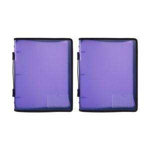 2x Marbig A4 File Zipper 3 O-ring Binder W/handle 25mm Document Organiser Purple