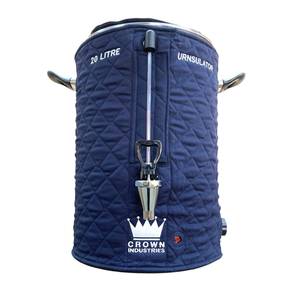 CROWN Industries 20L Commercial Grade Portable Hot Water Urn Stainless Steel Silver with Rubber Trim & URNsulator