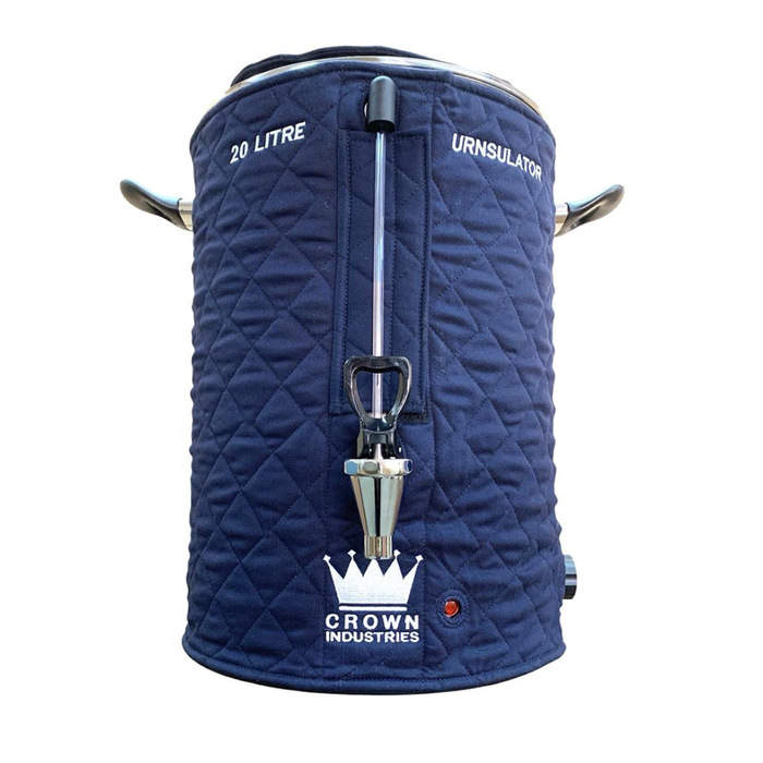 CROWN Industries 20L Commercial Grade Portable Hot Water Urn Stainless Steel Silver with Rubber Trim & URNsulator
