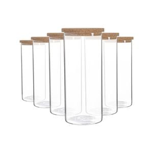 Argon Tableware Glass Storage Jars with Cork Lids - 1.5 Litre - Pack of 6
