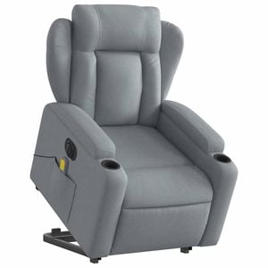 vidaXL Electric Stand up Massage Recliner Chair Armchair Light Grey Fabric