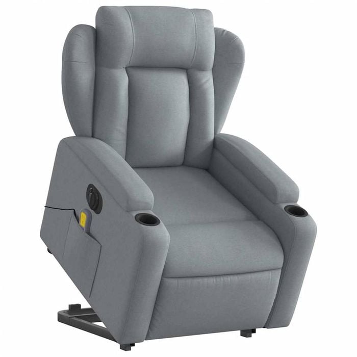 vidaXL Electric Stand up Massage Recliner Chair Armchair Light Grey Fabric