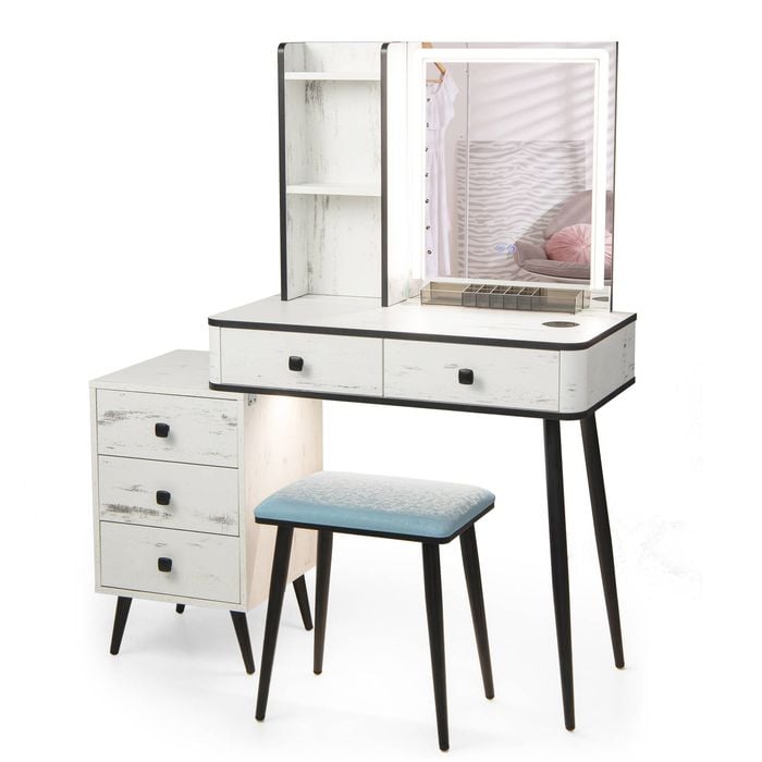 Costway Led Mirror Dressing Table Set