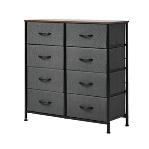 Oikiture Fabric 8 Chest of Drawers Grey