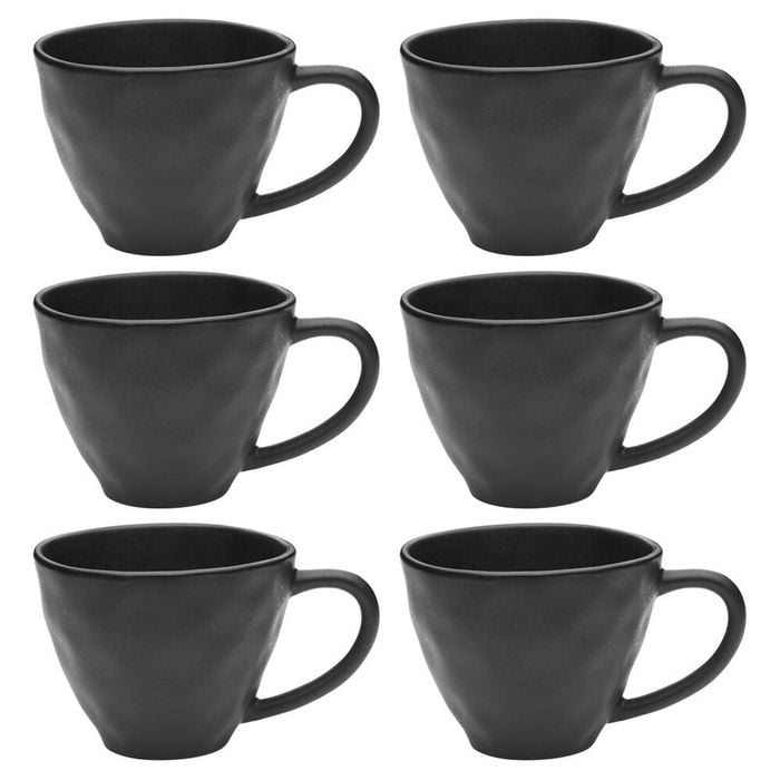 6pk Ecology Speckle Ebony 380ml Stoneware Mug W/ Handle Round - Black