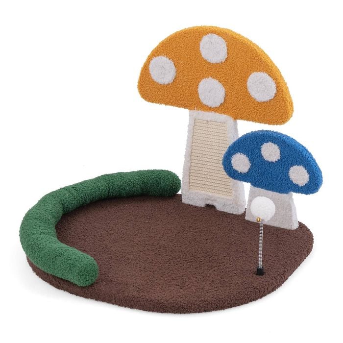 Costway Mushroom Cat Bed W/sisal Scratch Panel Cat Tree Tower
