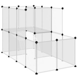 vidaXL Small Animal Cage Rabbit Hutch DIY Pet Playpen Transparent PP and Steel