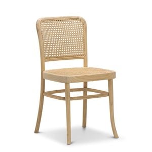 Prague Set of 2 Natural Solid Teak Bentwood Cane Dining Side Chair