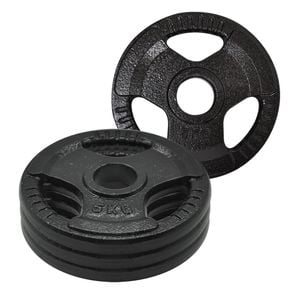 4 Pack of 5kg - Total 20kg Olympic Ez Grip Cast Iron Hammertone Weight Plate Weight Set