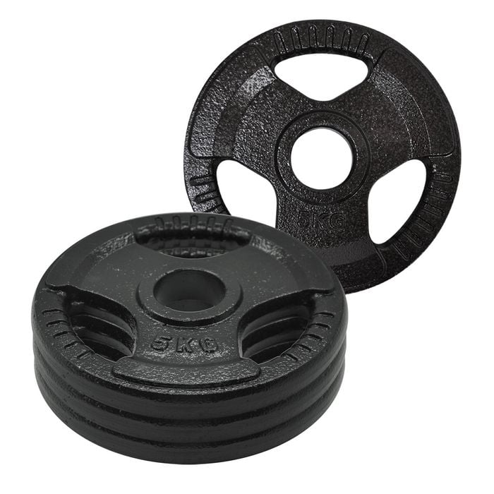 4 Pack of 5kg - Total 20kg Olympic Ez Grip Cast Iron Hammertone Weight Plate Weight Set