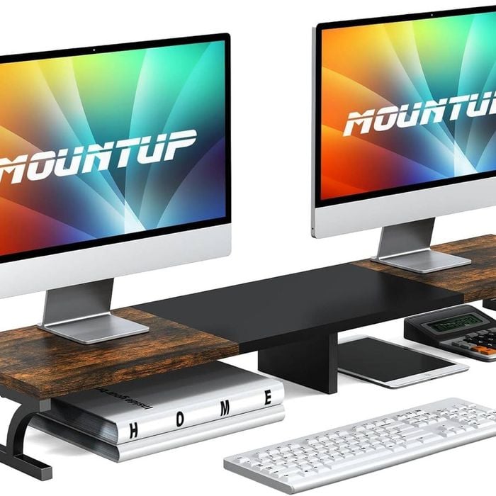 Dual Monitor Stand Riser Storage, Home Office, 2 Monitors Desktop Organizer