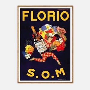 Galrie Vintage Florio Marsala Wine Advertising Poster Art Print for Home Decor, Wood Frame, 70 x 100cm (28 x 40inch)