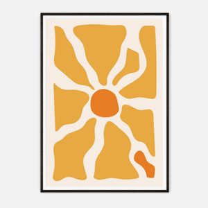 Galrie Vibrant Abstract Sunburst Geometric Art Print for Modern Home Decor, Black Frame, A0 84 x 119cm (33 x 47inch)