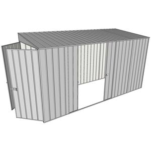 Build-a-Shed 1.5 x 3.7 x 2m Double Sliding Side Door Skillion Shed - Zinc