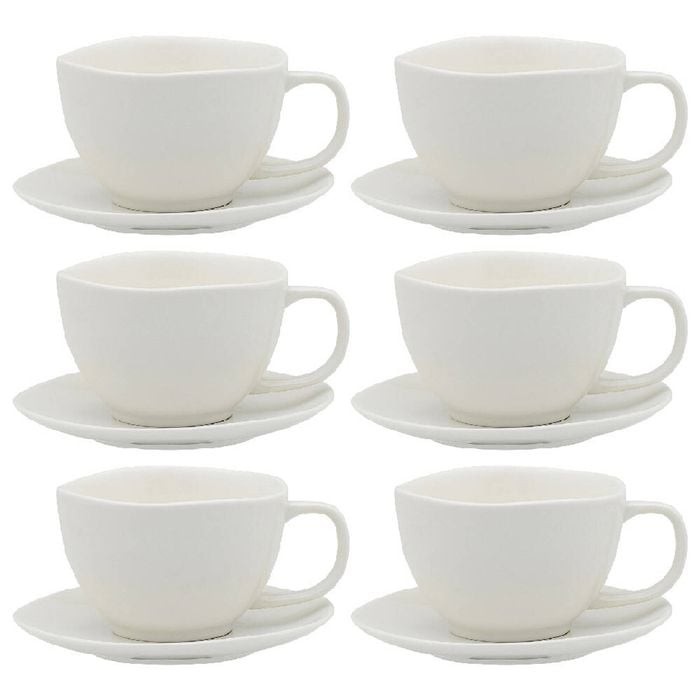 6PK Ecology Elegant Kitchenware Porcelain Haven Teacup & Saucer 270ml