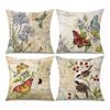 Catzon 4 Pcs Linen Throw Pillow Covers Watercolor Flower for Bed Sofa Decor 40X40cm