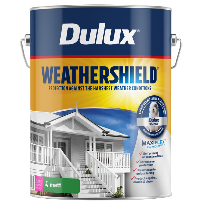 Dulux 10L Extra Bright Matt Weathershield Exterior Paint