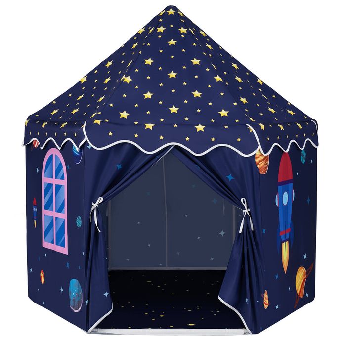 Costway Kids Indoor Outdoor Play Tent Playhouse Set Light Up Gift w/Dancing Mat & LED Lights-Blue
