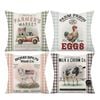Catzon 4 Pcs Vintage Throw Pillow Covers Linen Farmhouse Home Decor-Set C