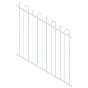 ProtectorAl 0350-1200W x 1200H Pearl White Loop & Spear Top Pool Fence Panel Raked 16-30º