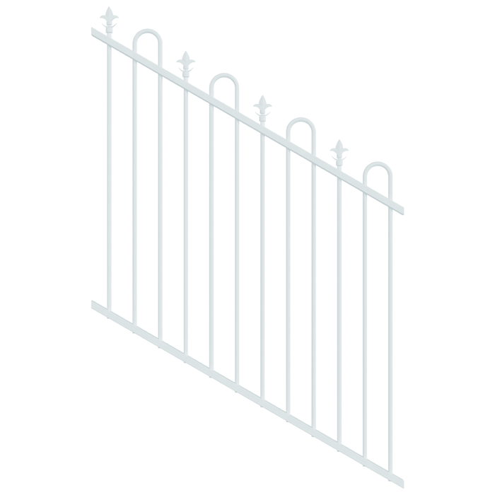 ProtectorAl 0350-1200W x 1200H Pearl White Loop & Spear Top Pool Fence Panel Raked 16-30º