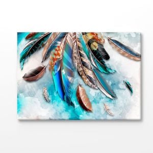 Colorful Feather Watercolor Print 100% Australian Made 90x60cm (Stretched Canvas)