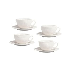 Shervin Verkil Prominence 4-piece Cup & Saucer Set - White