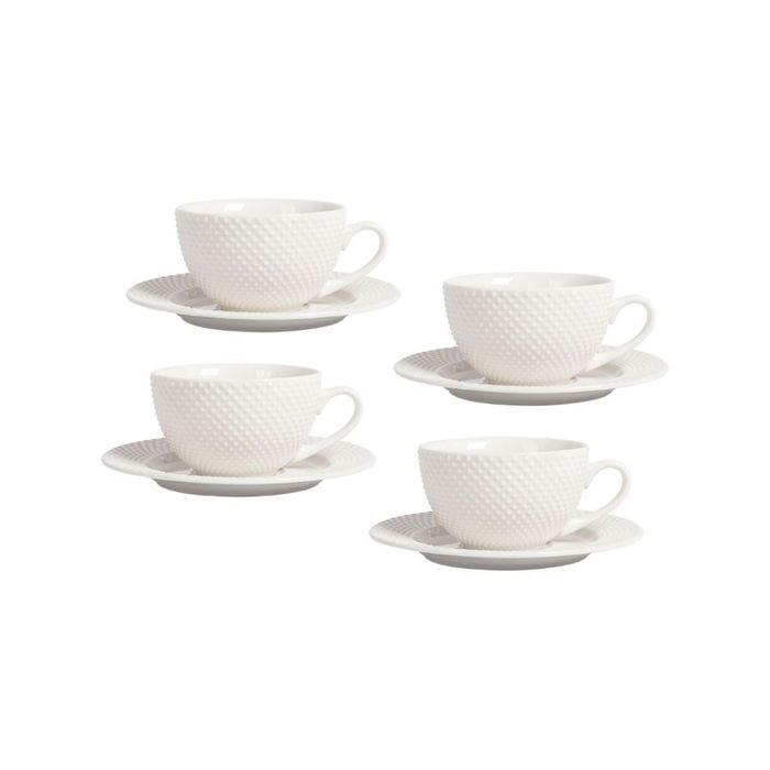 Shervin Verkil Prominence 4-piece Cup & Saucer Set - White