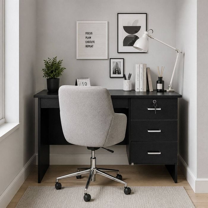 Redfern 0.9m 3 Drawer Study Desk - Black
