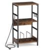 Costway Record Player Stand Charging Station 3Tier Vinyl Storage 3 Hook