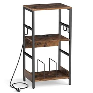 Costway Record Player Stand Charging Station 3Tier Vinyl Storage 3 Hook