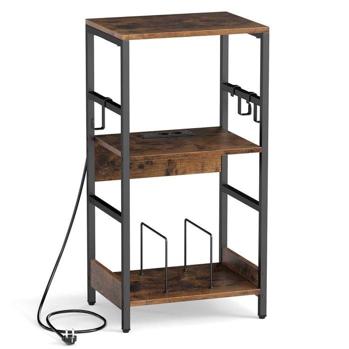 Costway Record Player Stand Charging Station 3Tier Vinyl Storage 3 Hook