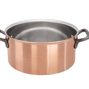 Matfer Bourgeat Copper Casserole - 200mm, Stainless Steel Interior, Cast Iron Handle
