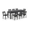 Santorini 8 Seater Outdoor Rectangle Aluminium Dining Table And Chairs Setting Charcoal