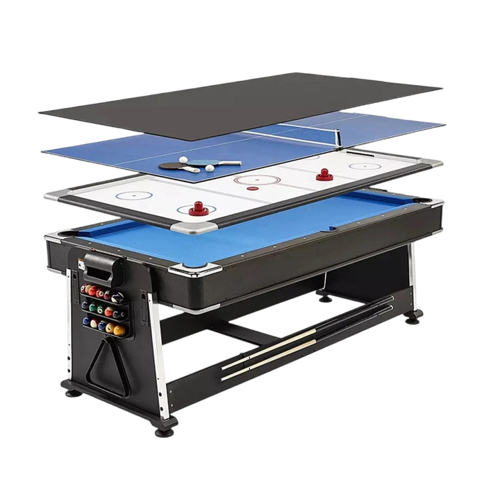 Topone 7ft 4-in-1 Multi-functional Convertible Table / Pool Table Black/walnut/white - Blue