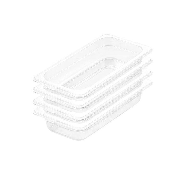 SOGA 1/3 GN Polycarbonate Food Pan 100mm Clear 4 Pack