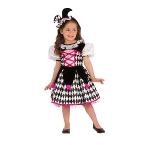 Jester Girl Halloween Costume with Headband for Kids, Medium