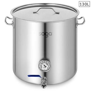 SOGA 130L Stainless Steel Brewery Pot With Beer Valve (55*55cm)