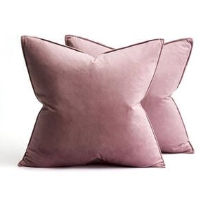 Catzon 2 Pcs Decorative Velvet Throw Pillow Covers Soild for Home Car 50X50cm-Rubber Red