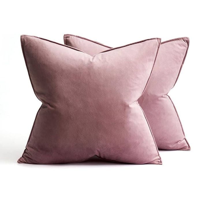 Catzon 2 Pcs Decorative Velvet Throw Pillow Covers Soild for Home Car 50X50cm-Rubber Red