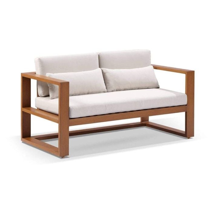 Santorini 2 Seater Outdoor Aluminium Lounge In Teak