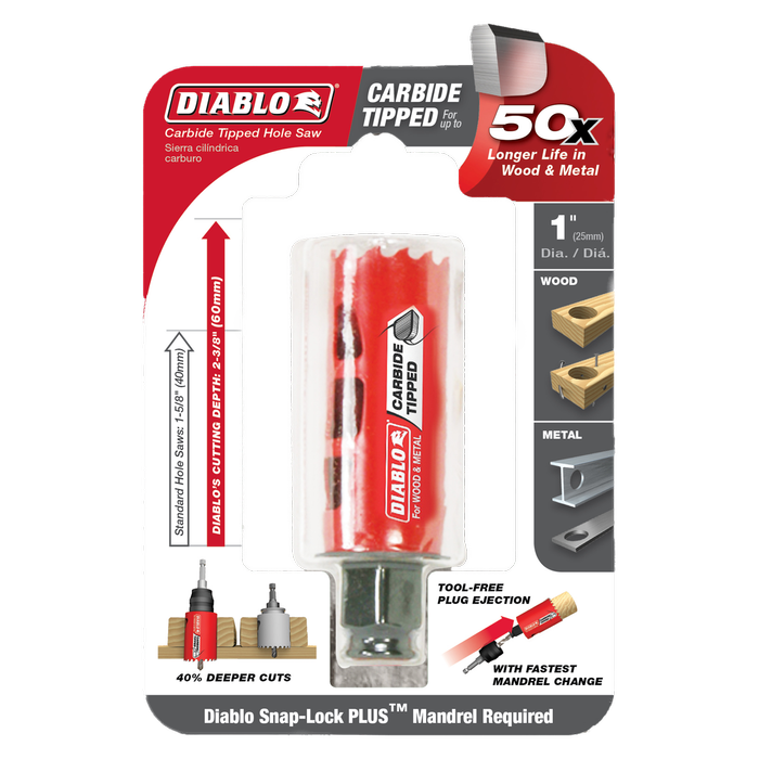 Diablo 25mm Carbide-Tipped Wood And Metal Hole Saw