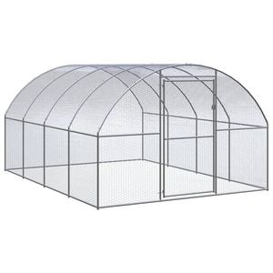 vidaXL Outdoor Chicken Coop Hen House Pet Cage Chicken Run Galvanised Steel 3x4x2 m