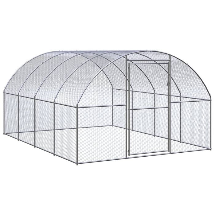 vidaXL Outdoor Chicken Coop Hen House Pet Cage Chicken Run Galvanised Steel 3x4x2 m