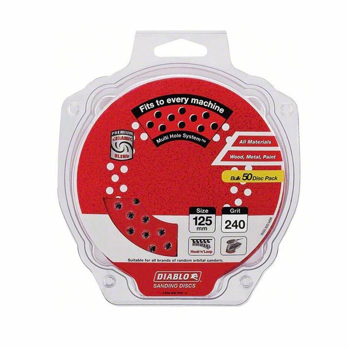 Diablo 125mm 240 Grit Hook & Loop Random Orbital Disc - 50 Pack